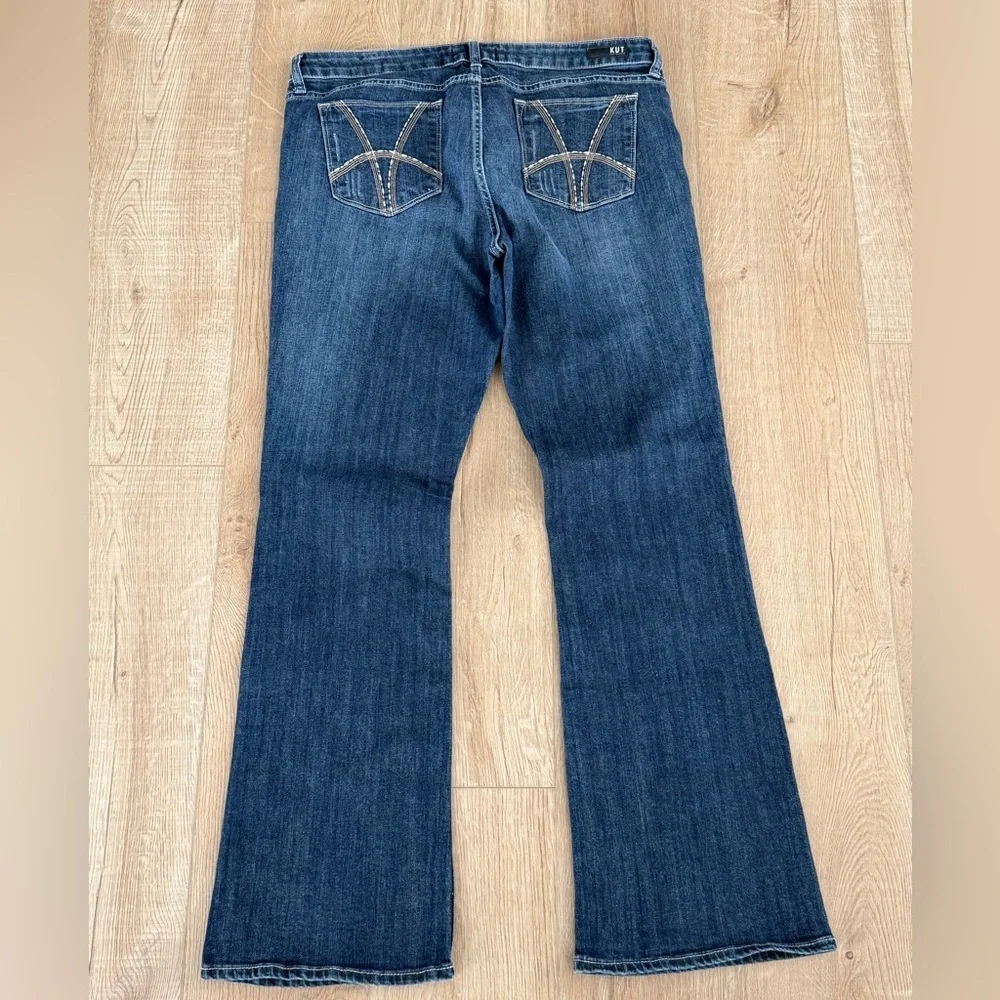KUT From The Kloth Flare Jeans Dark Wash Mid Rise Size 14